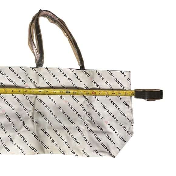 Victoria's Secret Weekender White and Black and a Splash of Pink Large Tote Bag - Picture 4 of 16